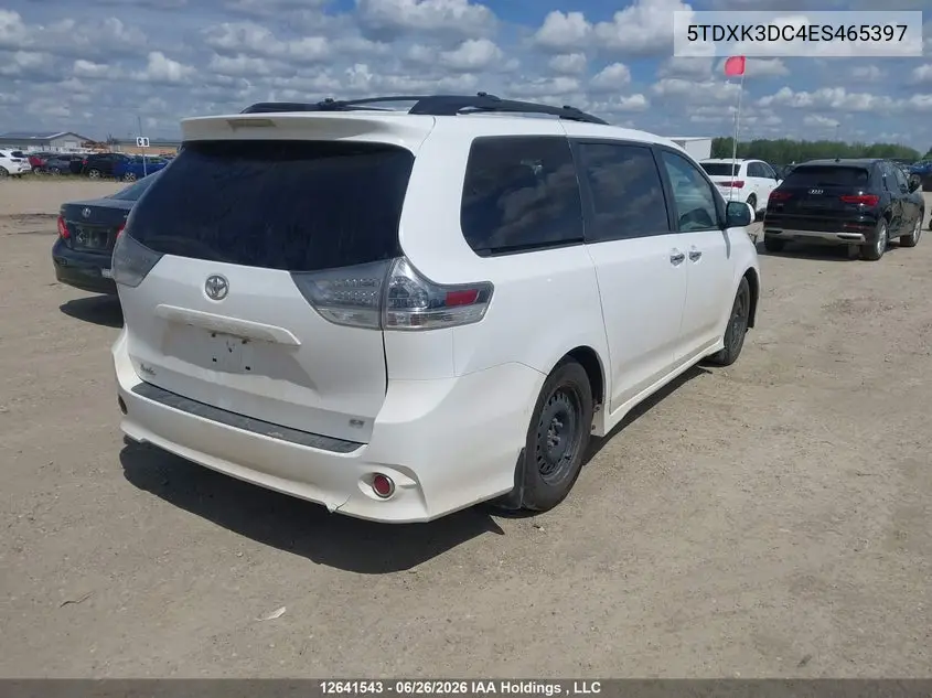 2014 Toyota Sienna Se 8 Passenger VIN: 5TDXK3DC4ES465397 Lot: 12641543