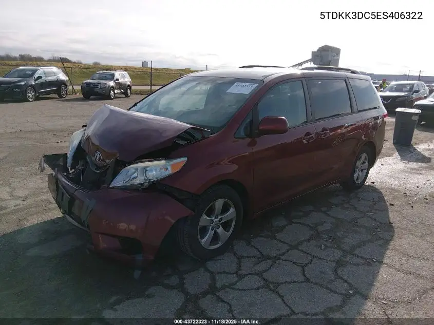 5TDKK3DC5ES406322 2014 Toyota Sienna Le V6 8 Passenger