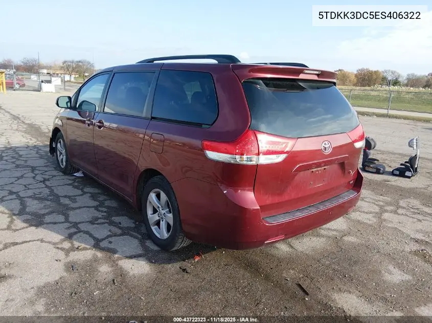 5TDKK3DC5ES406322 2014 Toyota Sienna Le V6 8 Passenger