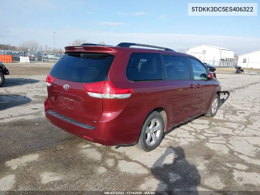 5TDKK3DC5ES406322 2014 Toyota Sienna Le V6 8 Passenger