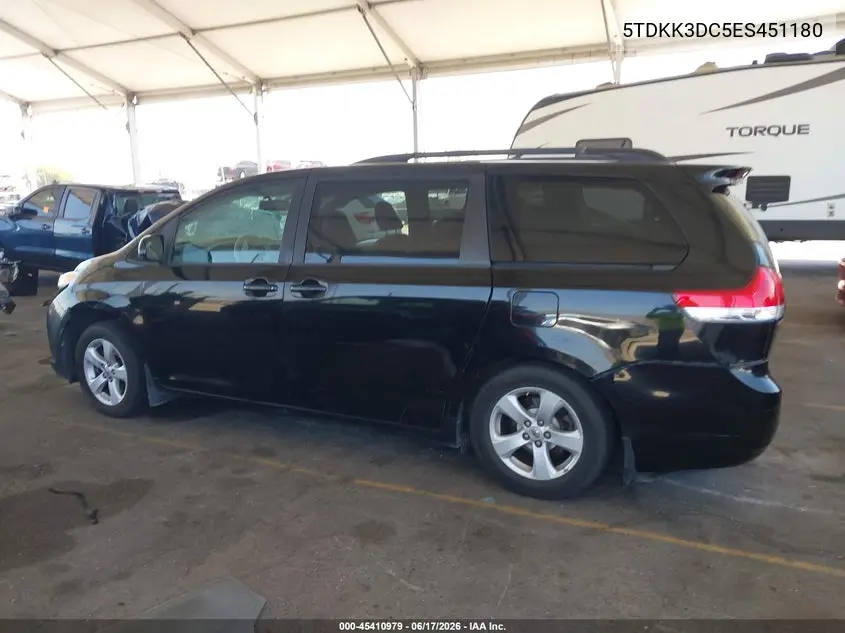 2014 Toyota Sienna Le V6 8 Passenger VIN: 5TDKK3DC5ES451180 Lot: 45410979