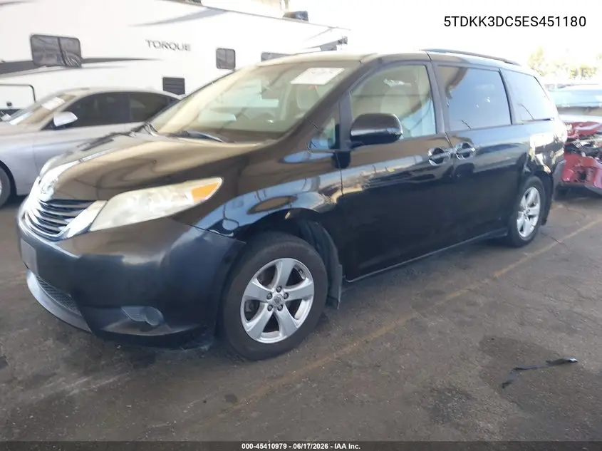 2014 Toyota Sienna Le V6 8 Passenger VIN: 5TDKK3DC5ES451180 Lot: 45410979