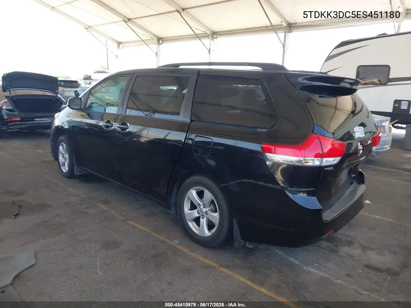 2014 Toyota Sienna Le V6 8 Passenger VIN: 5TDKK3DC5ES451180 Lot: 45410979