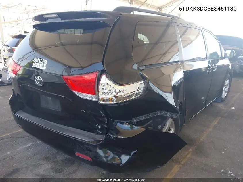 2014 Toyota Sienna Le V6 8 Passenger VIN: 5TDKK3DC5ES451180 Lot: 45410979