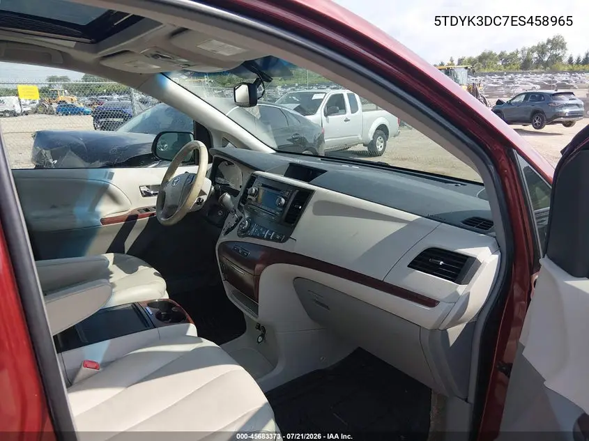 2014 Toyota Sienna Xle V6 8 Passenger VIN: 5TDYK3DC7ES458965 Lot: 45683373