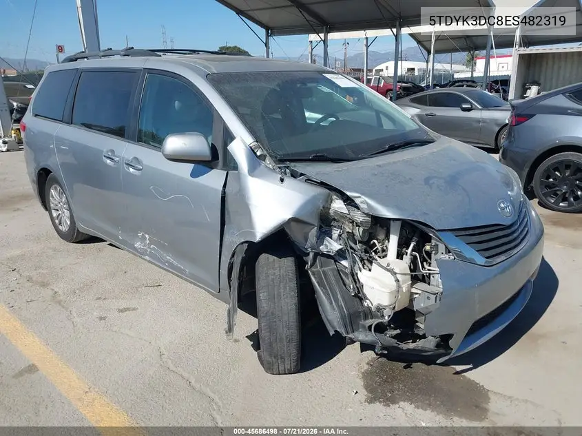 2014 Toyota Sienna Xle V6 8 Passenger VIN: 5TDYK3DC8ES482319 Lot: 45686498