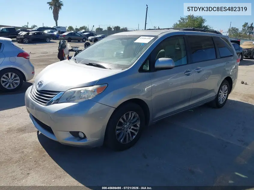 2014 Toyota Sienna Xle V6 8 Passenger VIN: 5TDYK3DC8ES482319 Lot: 45686498