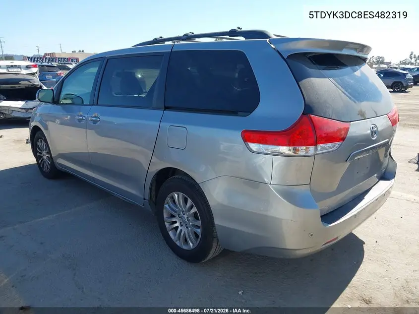 2014 Toyota Sienna Xle V6 8 Passenger VIN: 5TDYK3DC8ES482319 Lot: 45686498