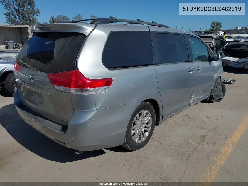 2014 Toyota Sienna Xle V6 8 Passenger VIN: 5TDYK3DC8ES482319 Lot: 45686498