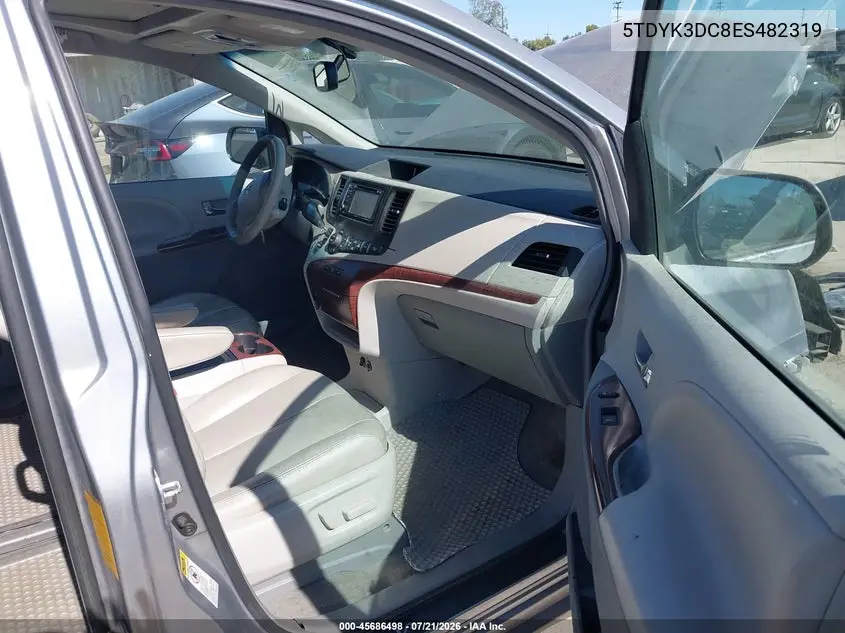 2014 Toyota Sienna Xle V6 8 Passenger VIN: 5TDYK3DC8ES482319 Lot: 45686498