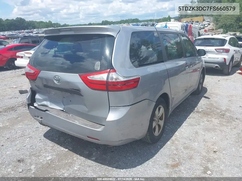 2015 Toyota Sienna L 7 Passenger VIN: 5TDZK3DC7FS660579 Lot: 45585622