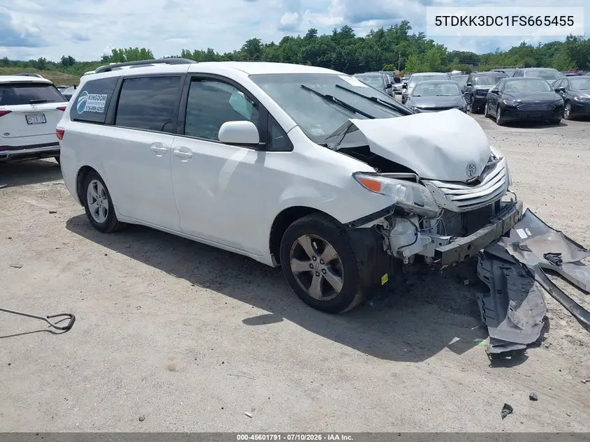 5TDKK3DC1FS665455 2015 Toyota Sienna Le 8 Passenger