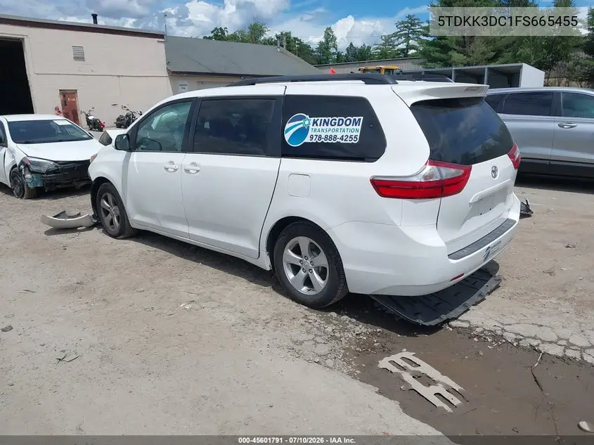 5TDKK3DC1FS665455 2015 Toyota Sienna Le 8 Passenger
