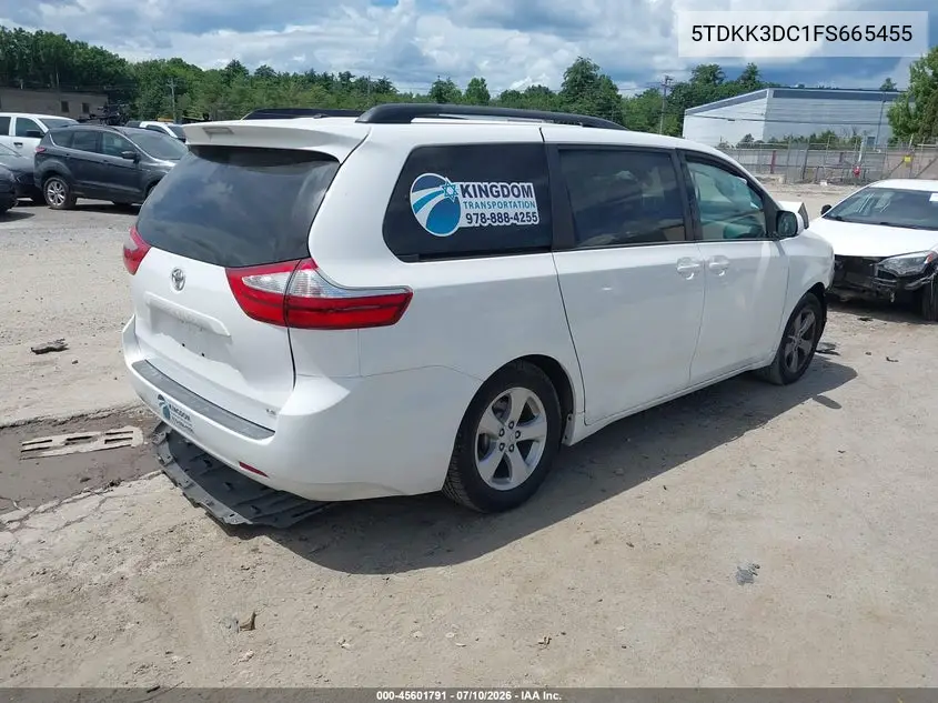 5TDKK3DC1FS665455 2015 Toyota Sienna Le 8 Passenger