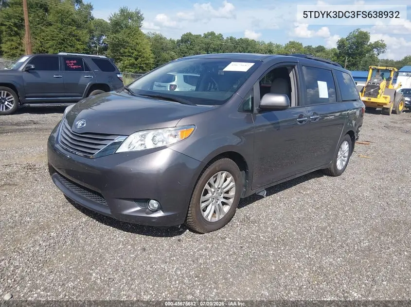 2015 Toyota Sienna Xle Premium 8 Passenger VIN: 5TDYK3DC3FS638932 Lot: 45675682