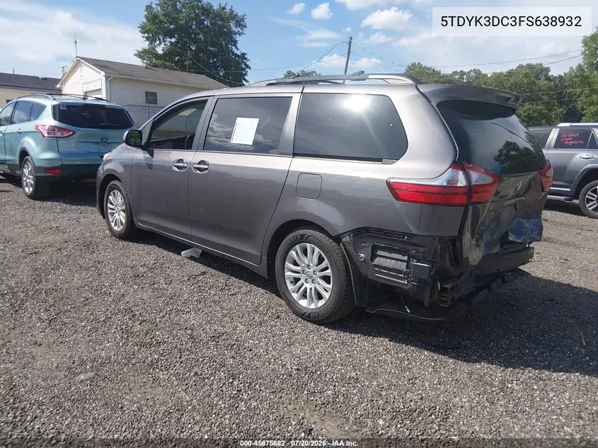 2015 Toyota Sienna Xle Premium 8 Passenger VIN: 5TDYK3DC3FS638932 Lot: 45675682