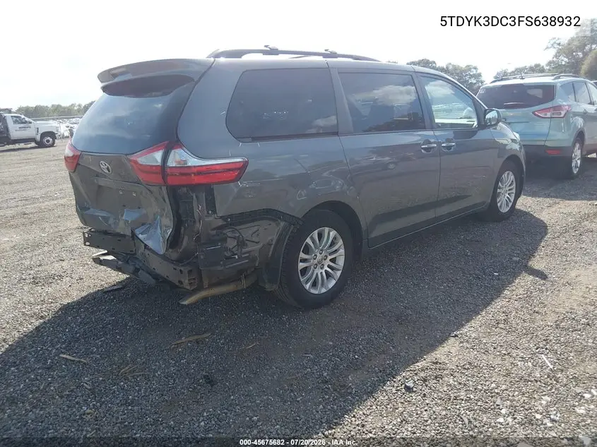 2015 Toyota Sienna Xle Premium 8 Passenger VIN: 5TDYK3DC3FS638932 Lot: 45675682