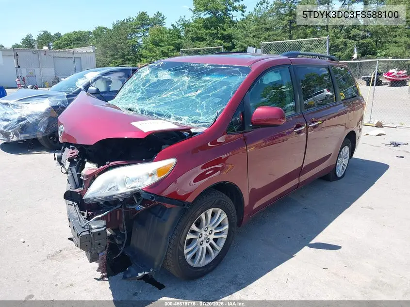 2015 Toyota Sienna Xle 8 Passenger VIN: 5TDYK3DC3FS588100 Lot: 45675776