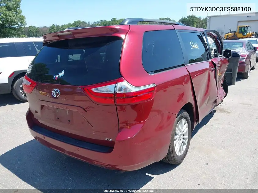 2015 Toyota Sienna Xle 8 Passenger VIN: 5TDYK3DC3FS588100 Lot: 45675776