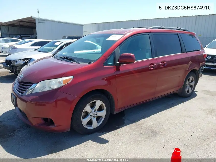2017 Toyota Sienna Le 8 Passenger VIN: 5TDKZ3DC5HS874910 Lot: 45342728