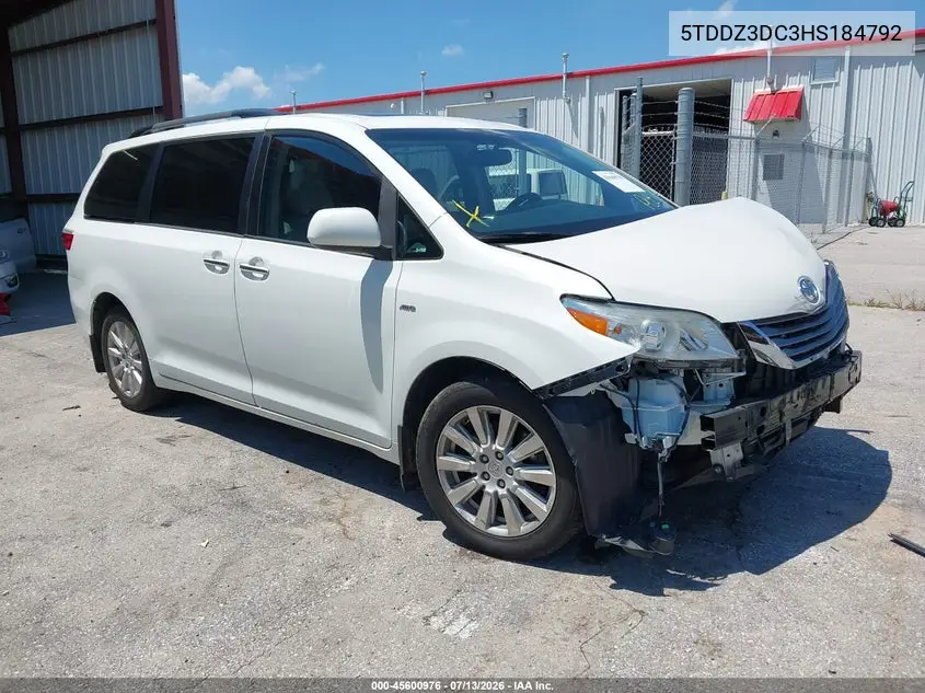2017 Toyota Sienna Xle 7 Passenger VIN: 5TDDZ3DC3HS184792 Lot: 45600976