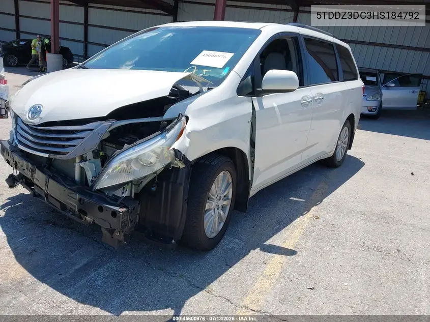 2017 Toyota Sienna Xle 7 Passenger VIN: 5TDDZ3DC3HS184792 Lot: 45600976