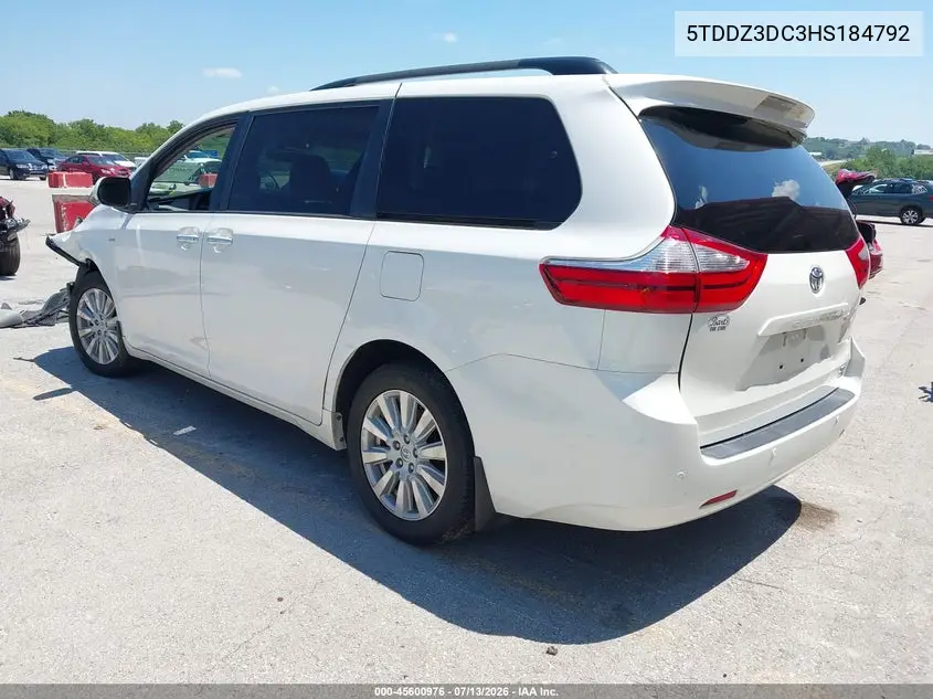 2017 Toyota Sienna Xle 7 Passenger VIN: 5TDDZ3DC3HS184792 Lot: 45600976