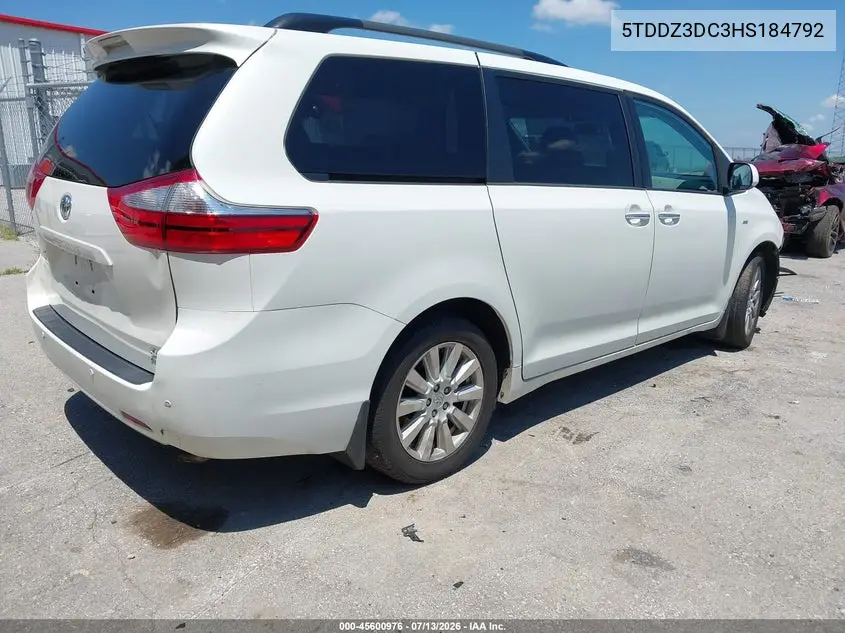 2017 Toyota Sienna Xle 7 Passenger VIN: 5TDDZ3DC3HS184792 Lot: 45600976