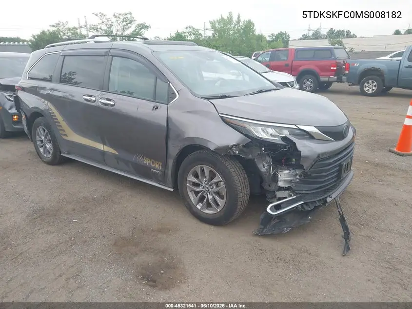2021 Toyota Sienna Le VIN: 5TDKSKFC0MS008182 Lot: 45321541