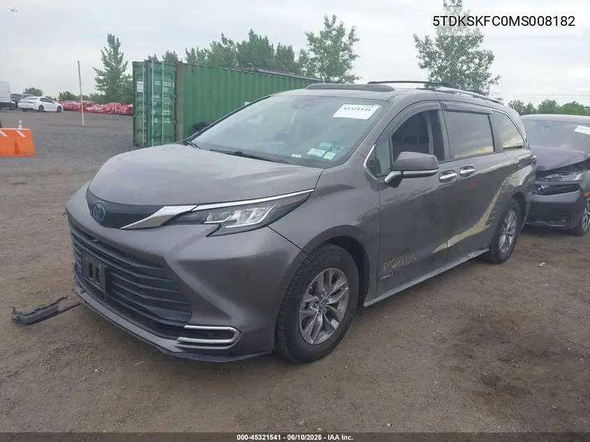 2021 Toyota Sienna Le VIN: 5TDKSKFC0MS008182 Lot: 45321541