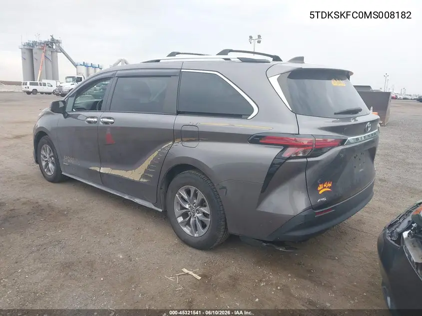 2021 Toyota Sienna Le VIN: 5TDKSKFC0MS008182 Lot: 45321541