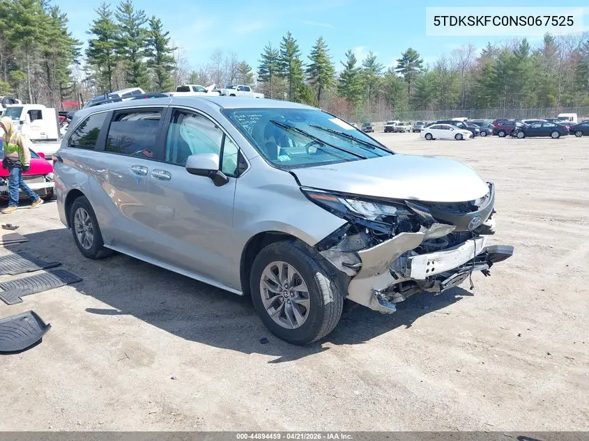 2022 Toyota Sienna Le VIN: 5TDKSKFC0NS067525 Lot: 44894459