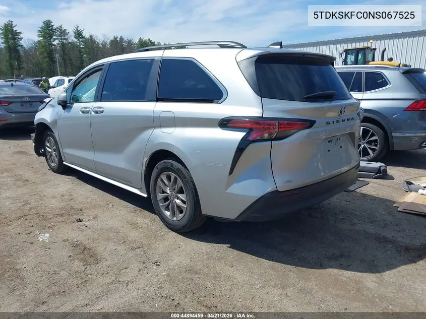 2022 Toyota Sienna Le VIN: 5TDKSKFC0NS067525 Lot: 44894459