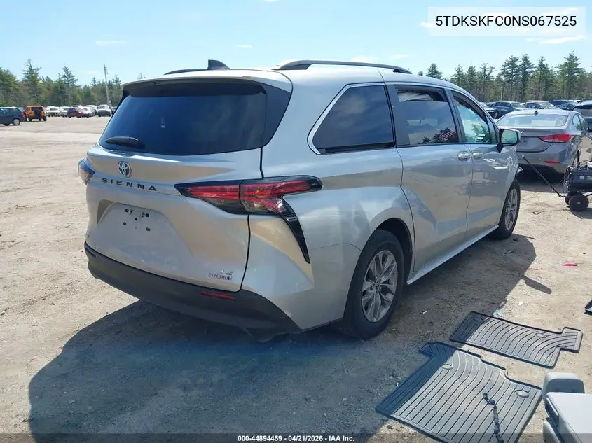 2022 Toyota Sienna Le VIN: 5TDKSKFC0NS067525 Lot: 44894459