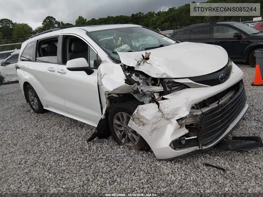 2022 Toyota Sienna Xle VIN: 5TDYRKEC6NS085244 Lot: 45128906