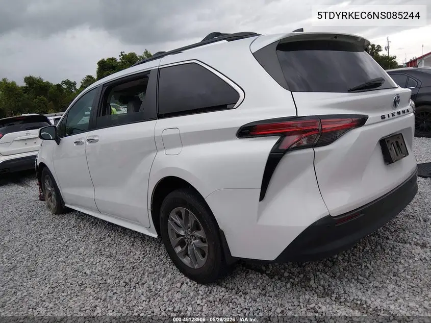 2022 Toyota Sienna Xle VIN: 5TDYRKEC6NS085244 Lot: 45128906