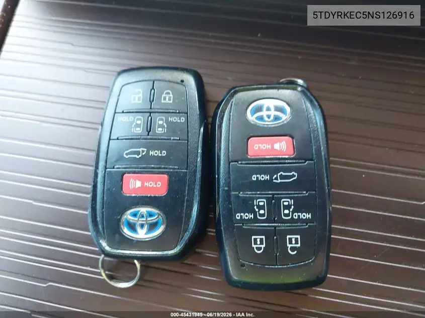 2022 Toyota Sienna Xle VIN: 5TDYRKEC5NS126916 Lot: 45431945