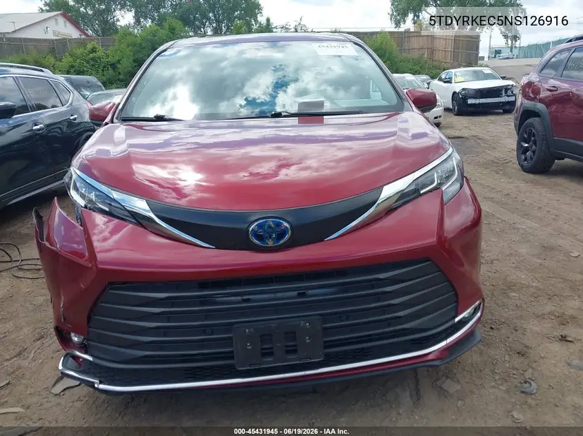 2022 Toyota Sienna Xle VIN: 5TDYRKEC5NS126916 Lot: 45431945