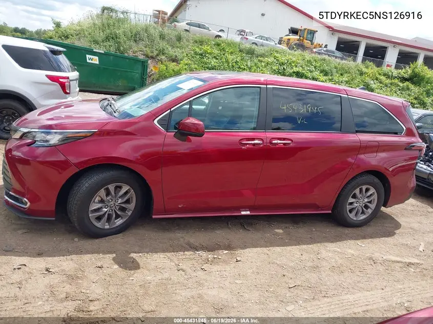 2022 Toyota Sienna Xle VIN: 5TDYRKEC5NS126916 Lot: 45431945