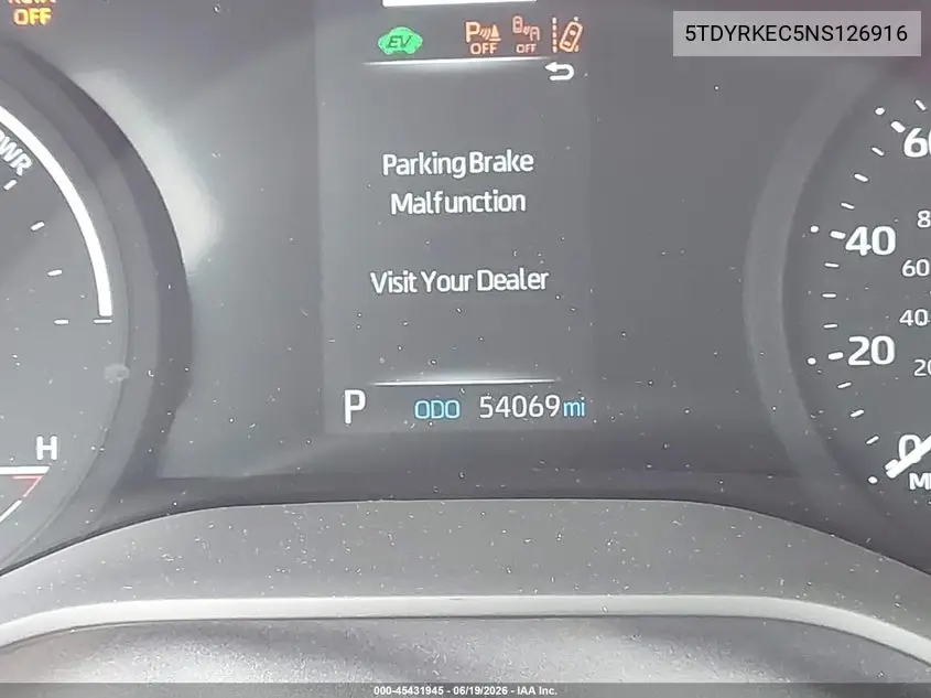 2022 Toyota Sienna Xle VIN: 5TDYRKEC5NS126916 Lot: 45431945