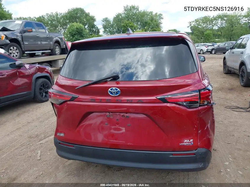 2022 Toyota Sienna Xle VIN: 5TDYRKEC5NS126916 Lot: 45431945