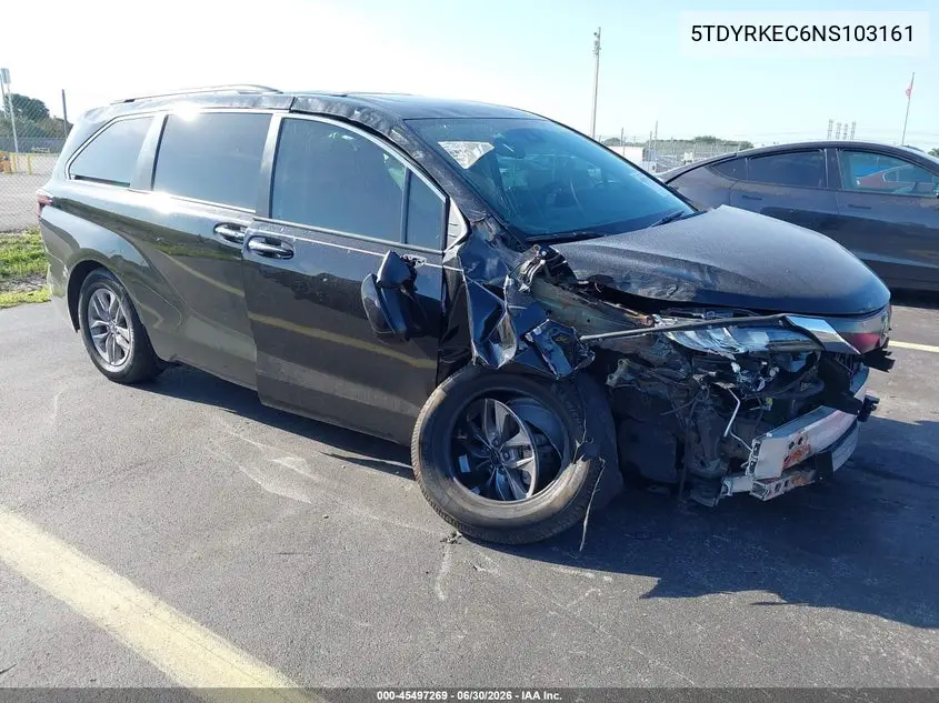 2022 Toyota Sienna Xle VIN: 5TDYRKEC6NS103161 Lot: 45497269