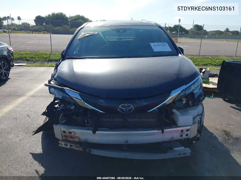 2022 Toyota Sienna Xle VIN: 5TDYRKEC6NS103161 Lot: 45497269
