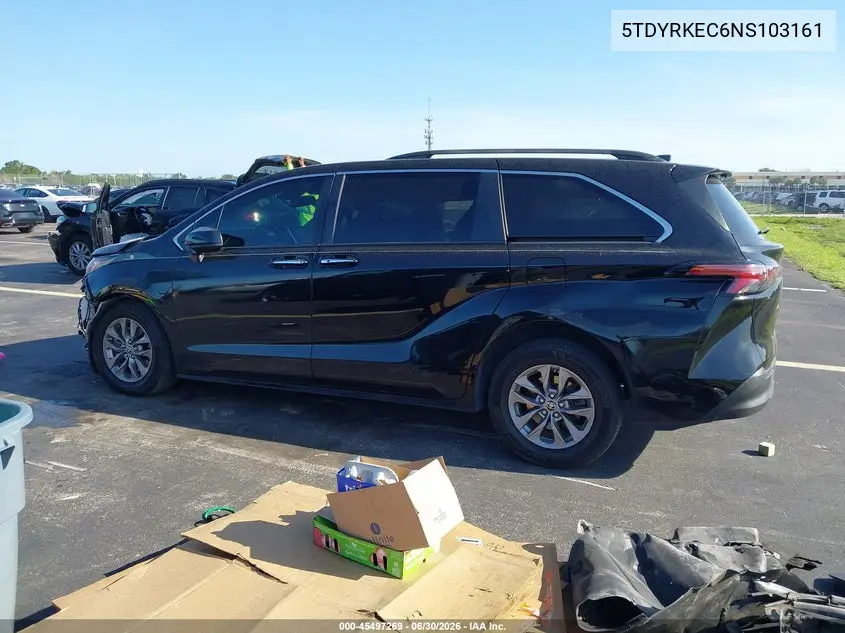 2022 Toyota Sienna Xle VIN: 5TDYRKEC6NS103161 Lot: 45497269