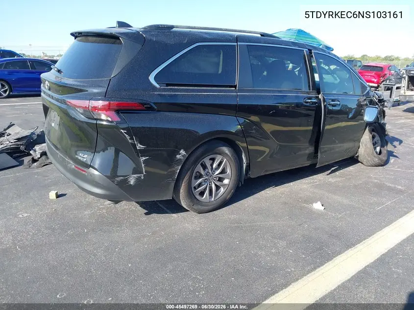 2022 Toyota Sienna Xle VIN: 5TDYRKEC6NS103161 Lot: 45497269