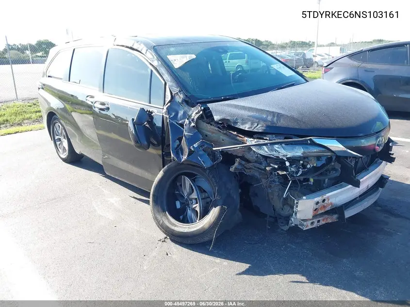 2022 Toyota Sienna Xle VIN: 5TDYRKEC6NS103161 Lot: 45497269