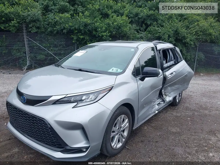 2022 Toyota Sienna Xse VIN: 5TDDSKFC0NS043038 Lot: 45568349