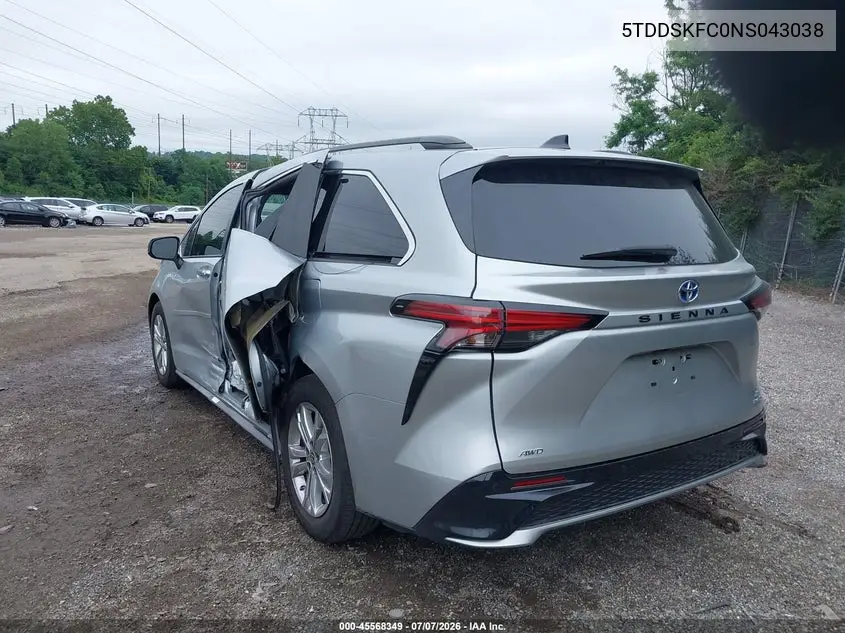 2022 Toyota Sienna Xse VIN: 5TDDSKFC0NS043038 Lot: 45568349