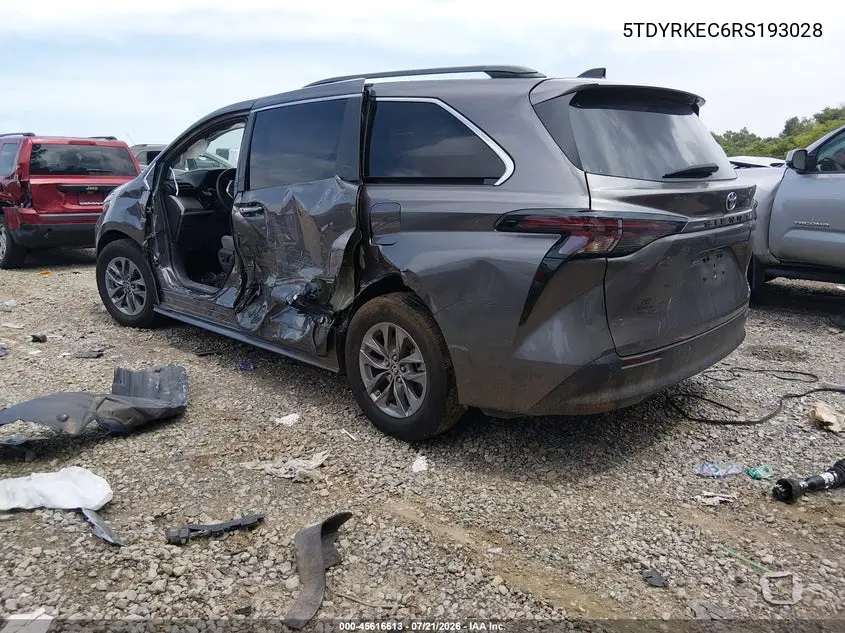 2024 Toyota Sienna Xle VIN: 5TDYRKEC6RS193028 Lot: 45616613