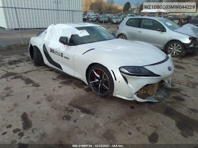 2021 Toyota Gr Supra 3.0/3.0 Premium VIN: WZ1DB0C03MW044229 Lot: 31899724